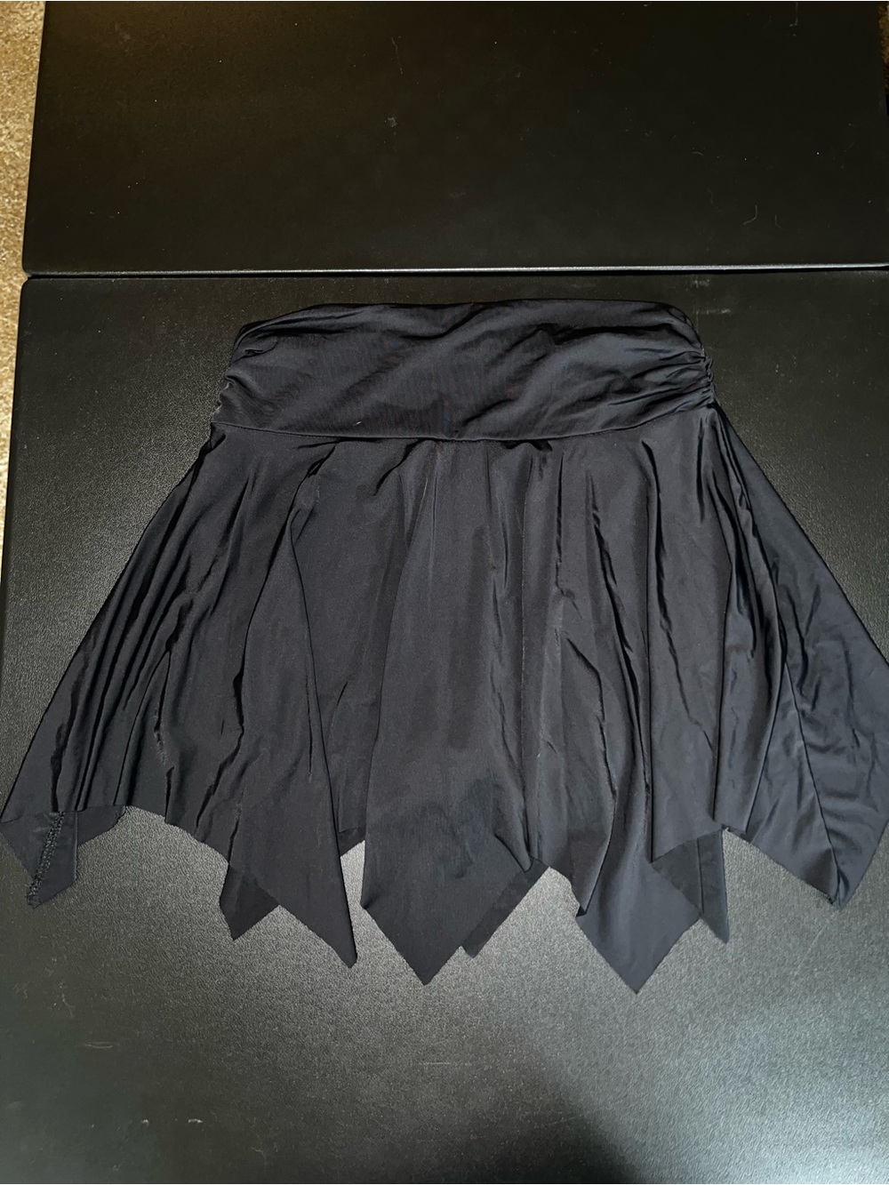 Black Asymmetrical Handkerchief Hem Skirt